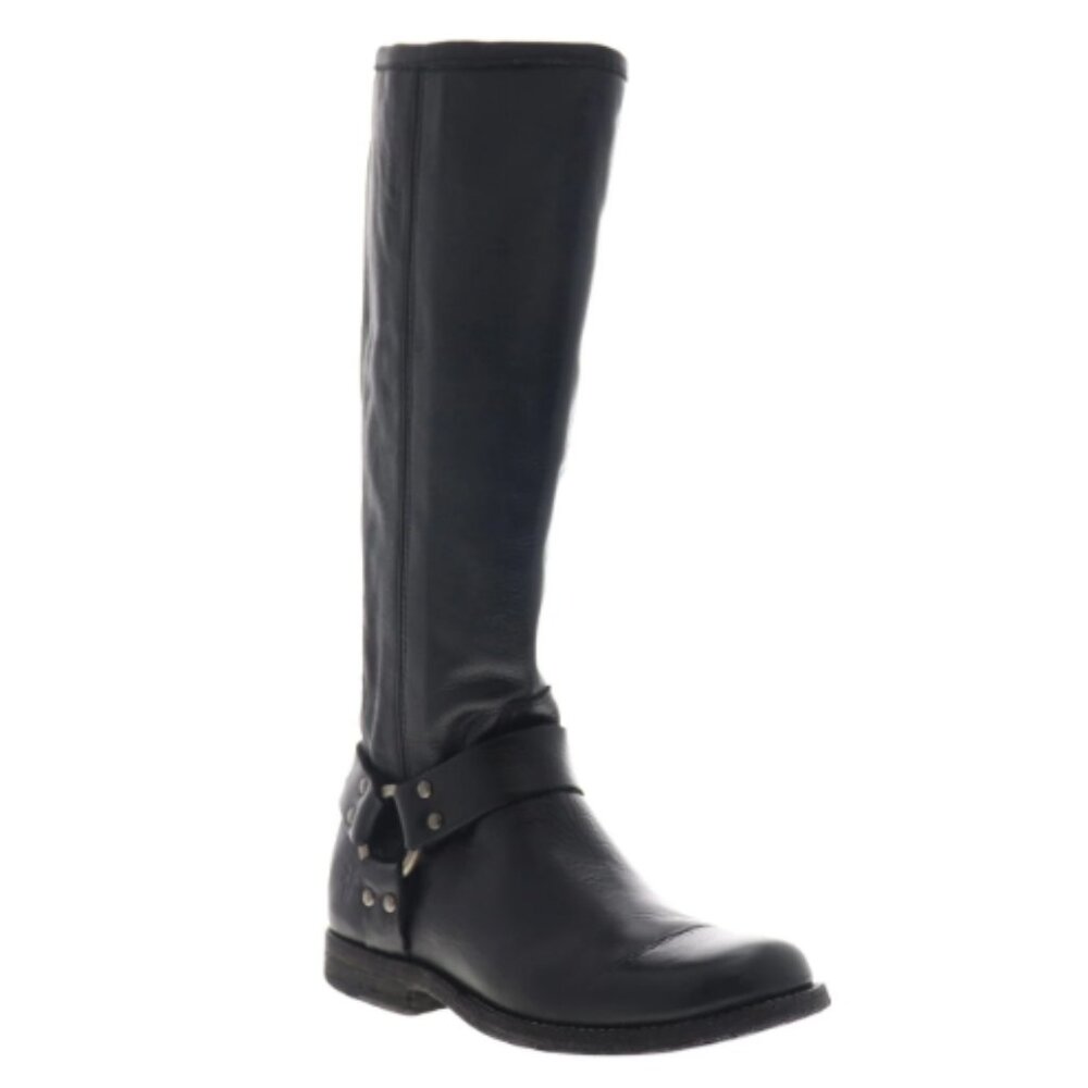 Frye Phillip Harness Tall Women's Leather Casual Dress Boots in Black Size 9.5 - Picture 2 of 10